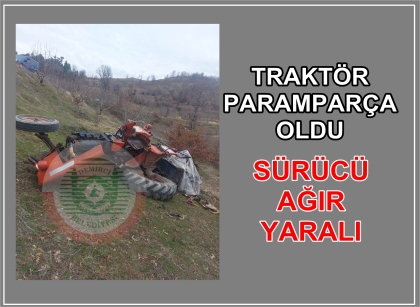 DEMİRCİ'DE TRAKTÖR KAZASI