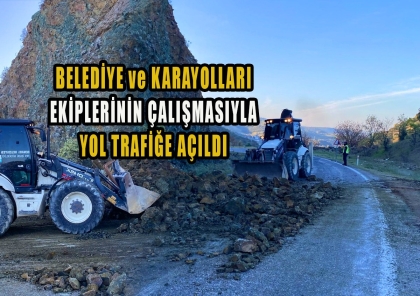 SALİHLİ KARAYOLUNDAKİ HEYELANA HIZLI MÜDAHALE