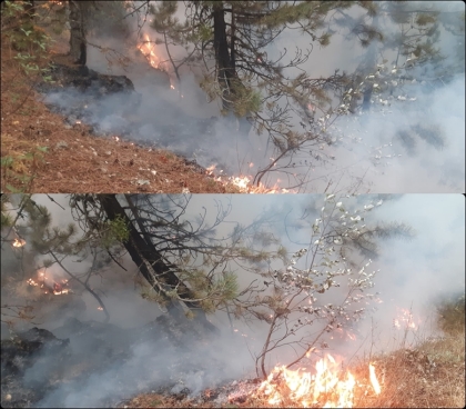DEMİRCİ’DE YILDIRIM DÜŞMESİ SONUCU İKİ AYRI BÖLGEDE YANGIN ÇIKTI